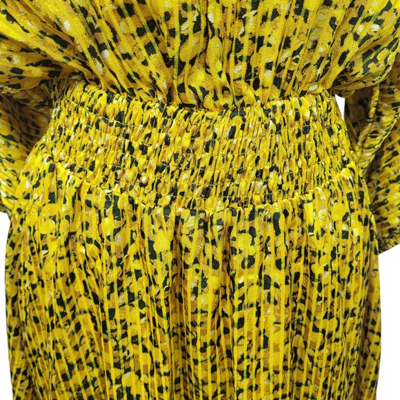 NWT Anthropologie Marigold Yellow Boho Midi Dress XS Smocked Waist - Picture 4 of 11